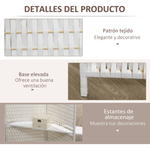 HOMCOM Biombo Divisor de 4 Paneles Plegable Separador de Ambientes 181x180 cm Divisor de Habitación con Estantes Decoración Partición para Dormitorio Salón Cocina Blanco