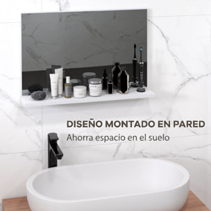 Espejo de Baño con Estante Abierto, Espejo de Pared, Estilo Moderno, para Entrada, Pasillo, 60x12x40 cm, Blanco