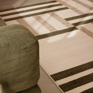 SANTAL - Tapis de salon vert à motif géométrique