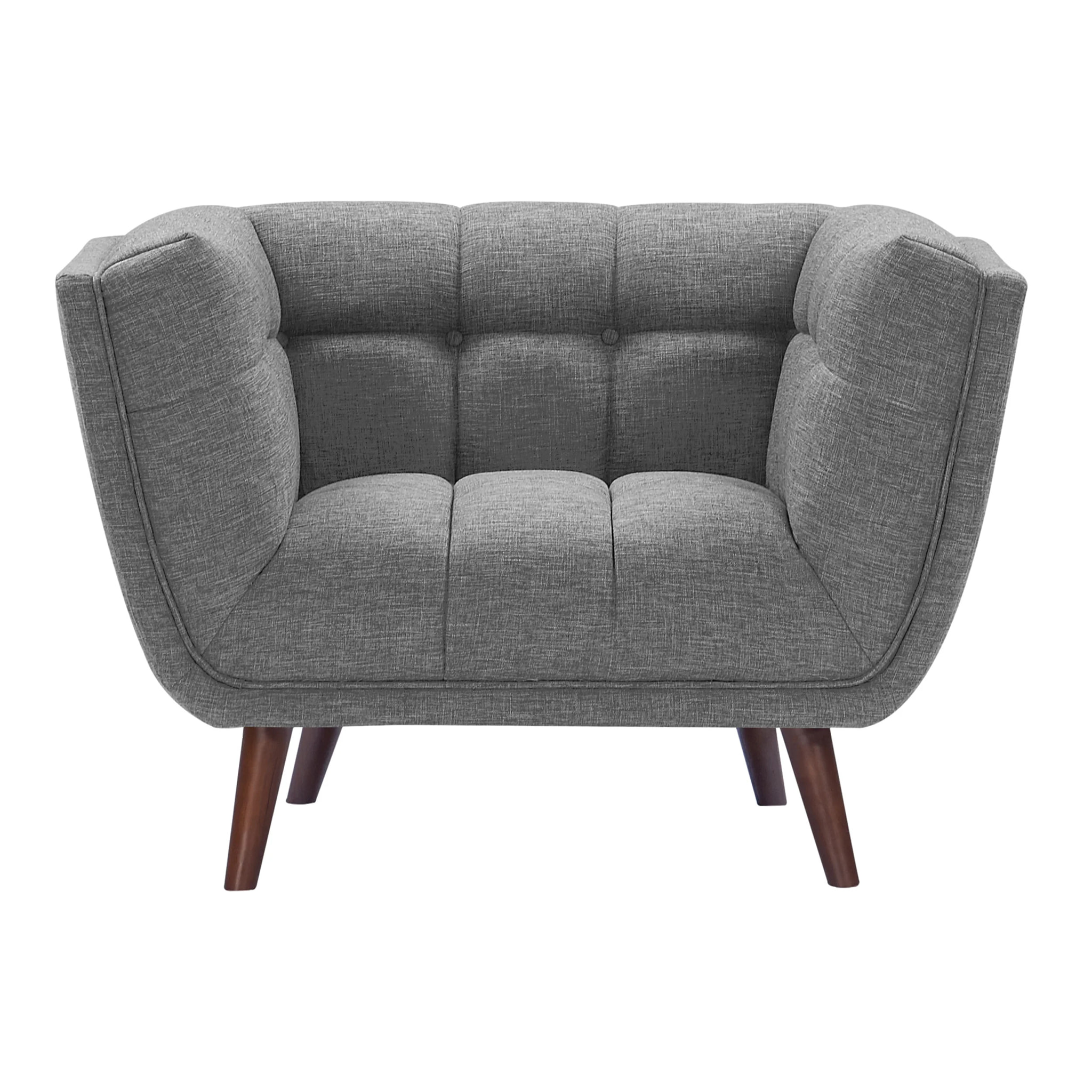 Fauteuil capitonné en tissu gris - Carmen