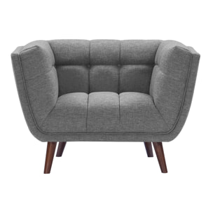 Fauteuil capitonné en tissu gris - Carmen