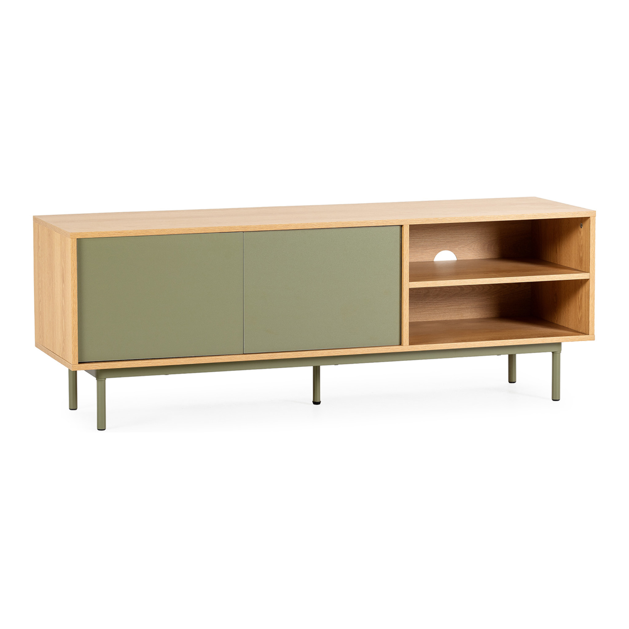 Mueble Tv Cuzco 2 puertas color Roble/Verde