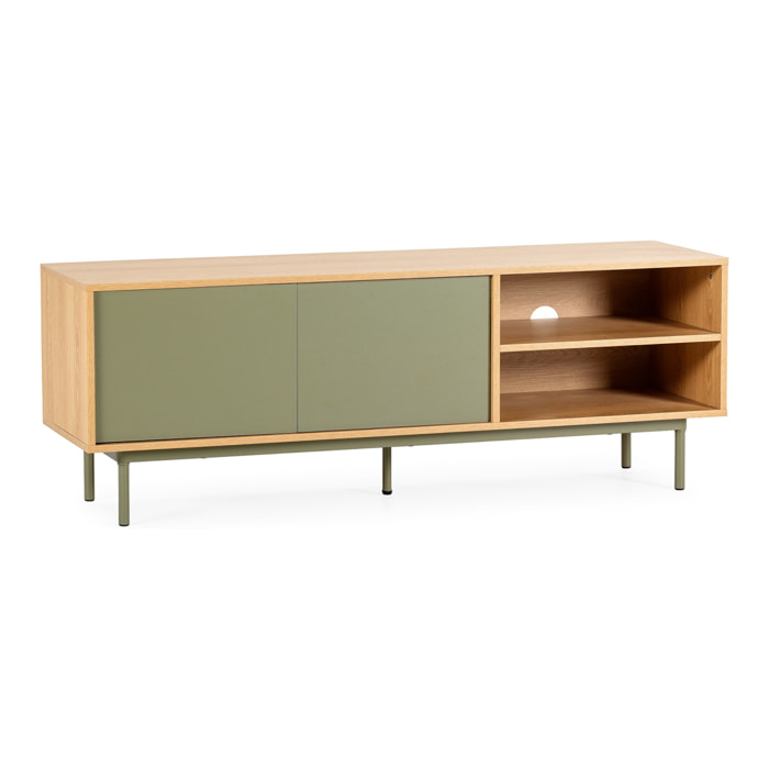 Mueble Tv Cuzco 2 puertas color Roble/Verde