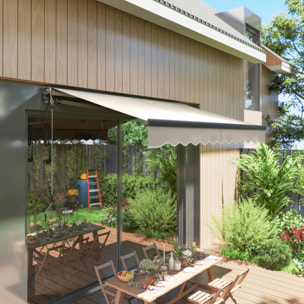 Toldo Eléctrico Retráctil y Manual con Mando a Distancia 3x2,5 m Toldo de Exterior Terraza Enrollable con Manivela Marco de Aluminio y Protección UV30+ para Jardín Puerta Ventana Crema