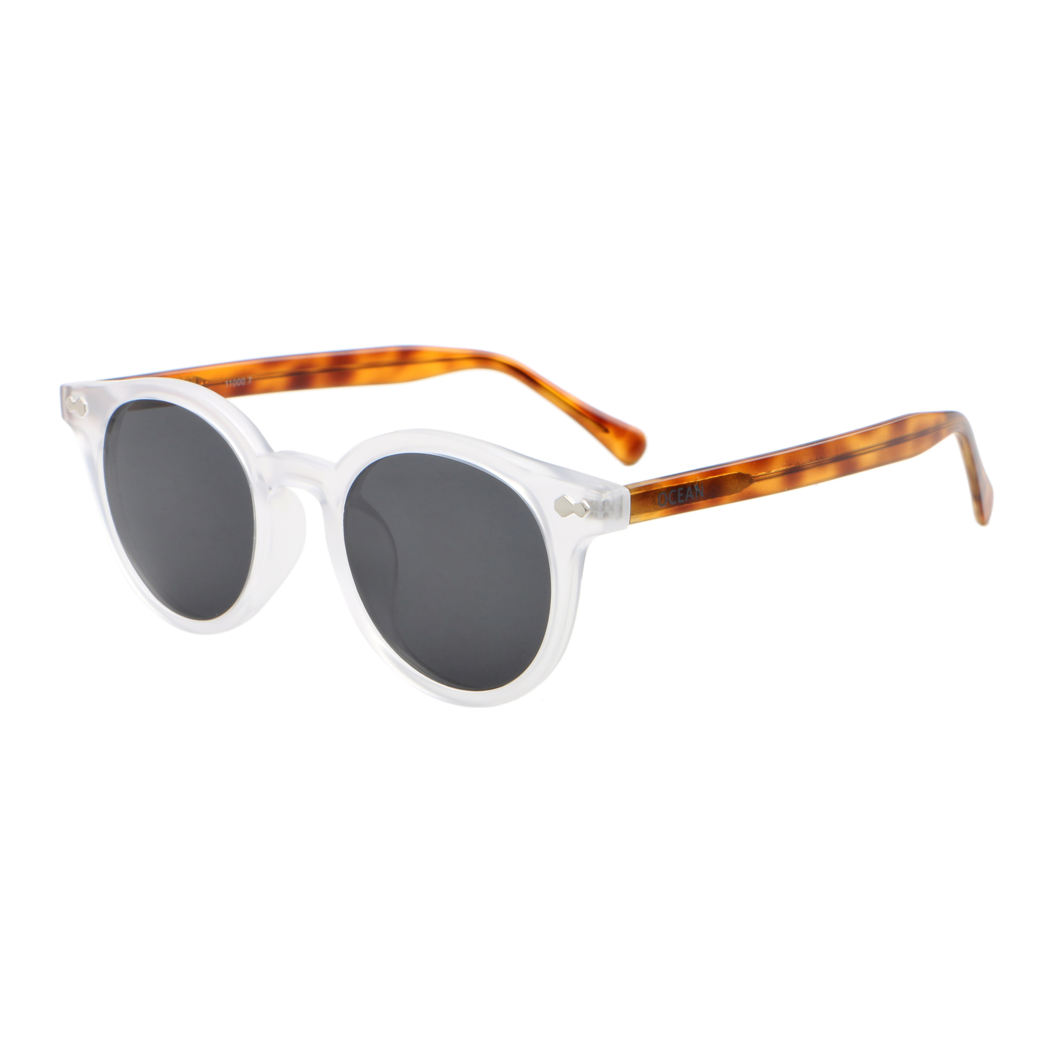 Gafas de sol OCEAN HONFLEUR - Blanco transparente mate con patillas en carey y / Ahumada