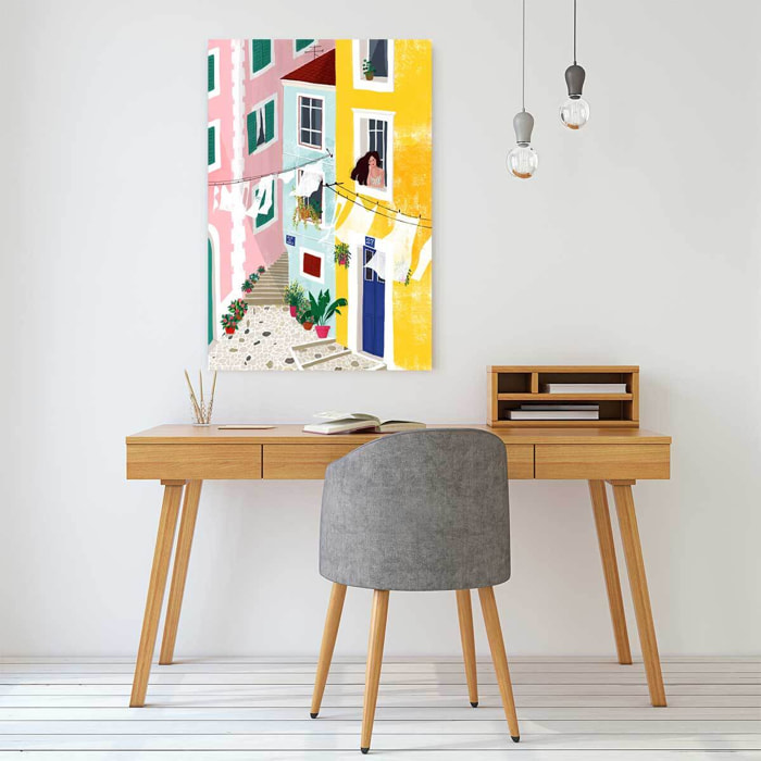 Tableau art linges aux fenetres dans le sud  Toile imprimée