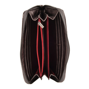 Portafogli Donna colore Marrone-in pelle Made in Italy L20 cm X W11 cm X H2 cmcm