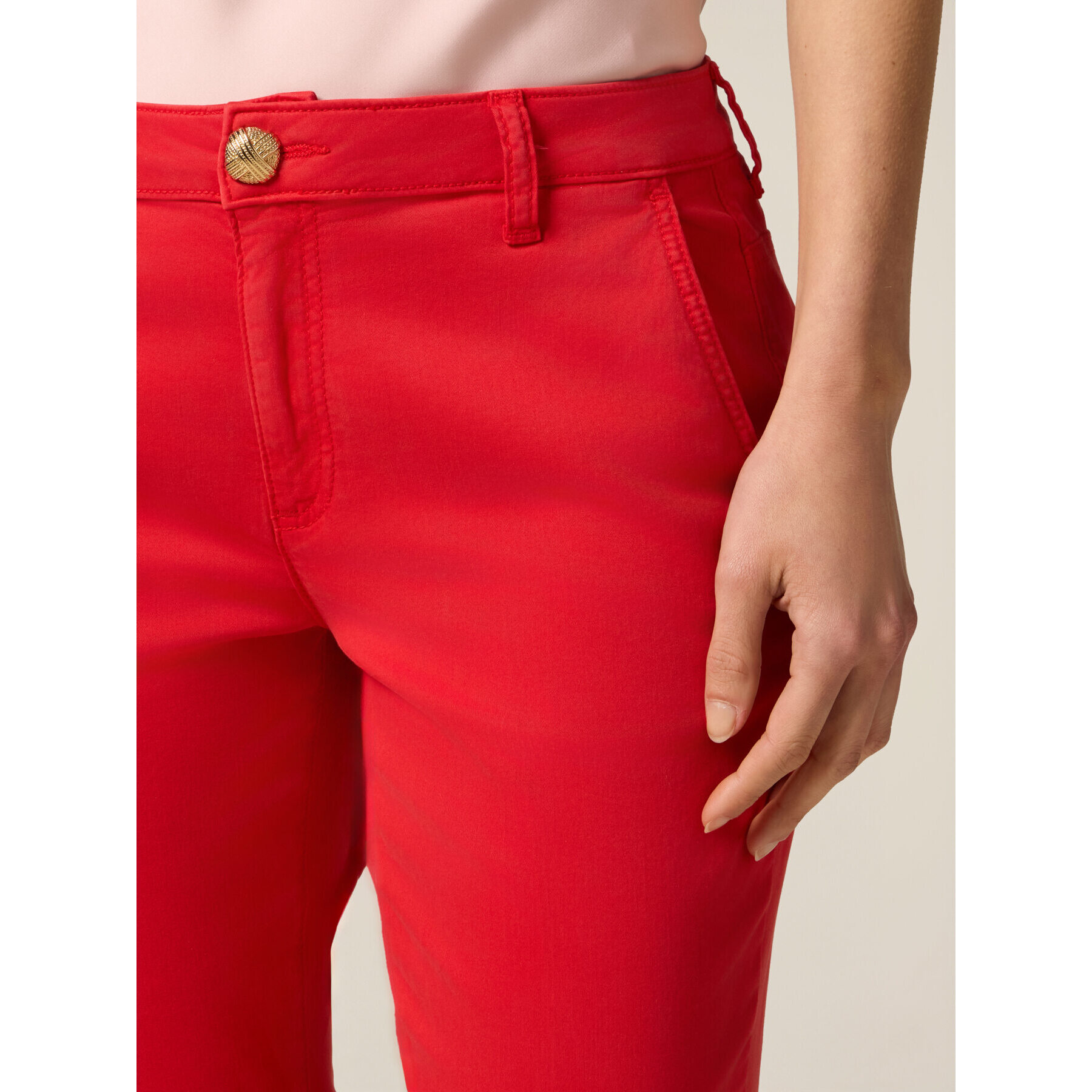 Oltre - Pantaloni chinos misto lyocell - Rosso