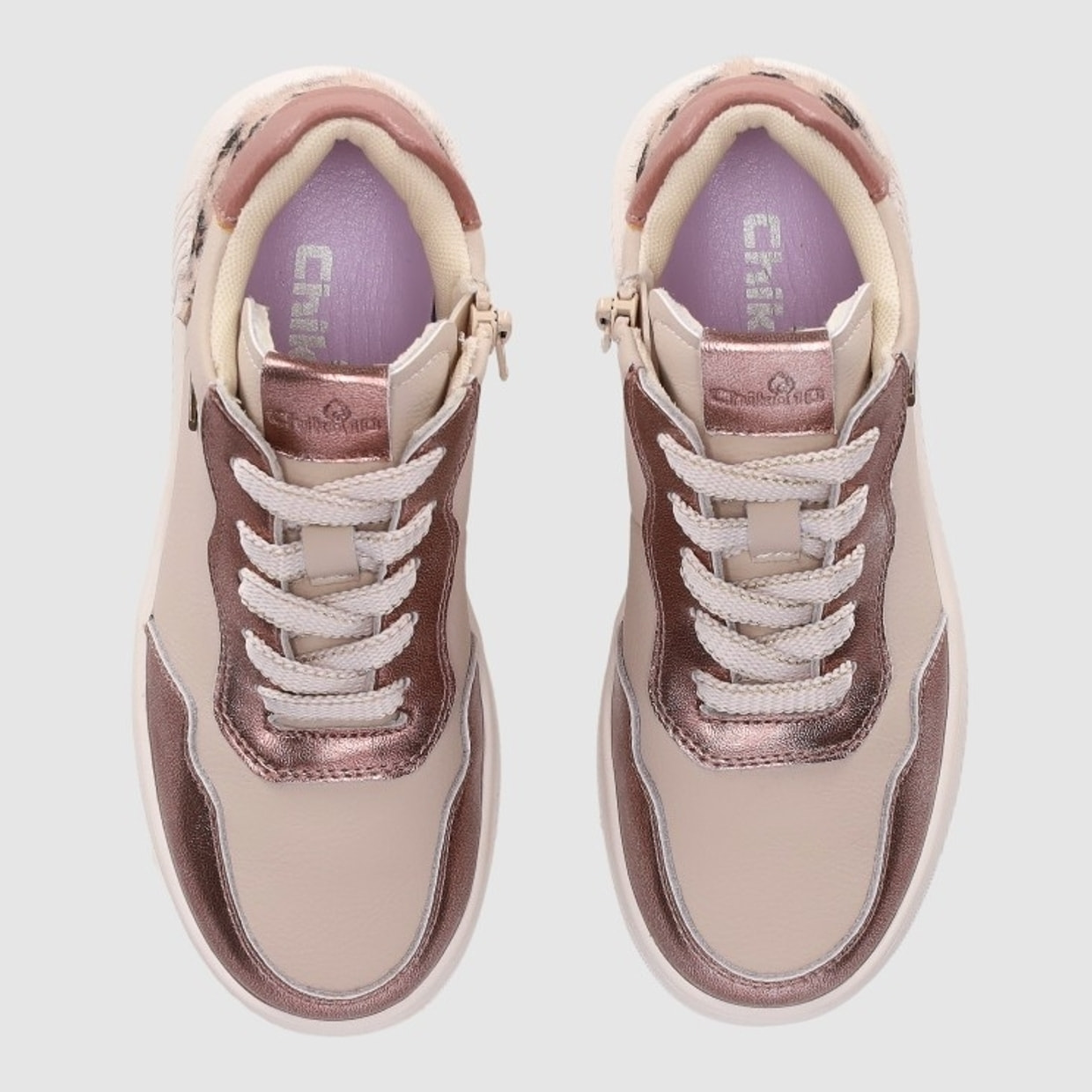 Deportivos de Piel - Beig - Tacón: Bajo