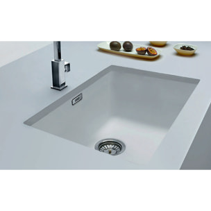 Set Sirius Evier sous plan 52.5x44cm Tectonite®, Blanc Artic + Mitigeur Grohe Monocommande SuperSteel (SID110-50B-DC1)