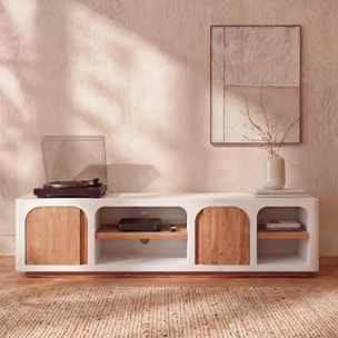 Meuble TV en plâtre blanc cassé 180 cm - Fira