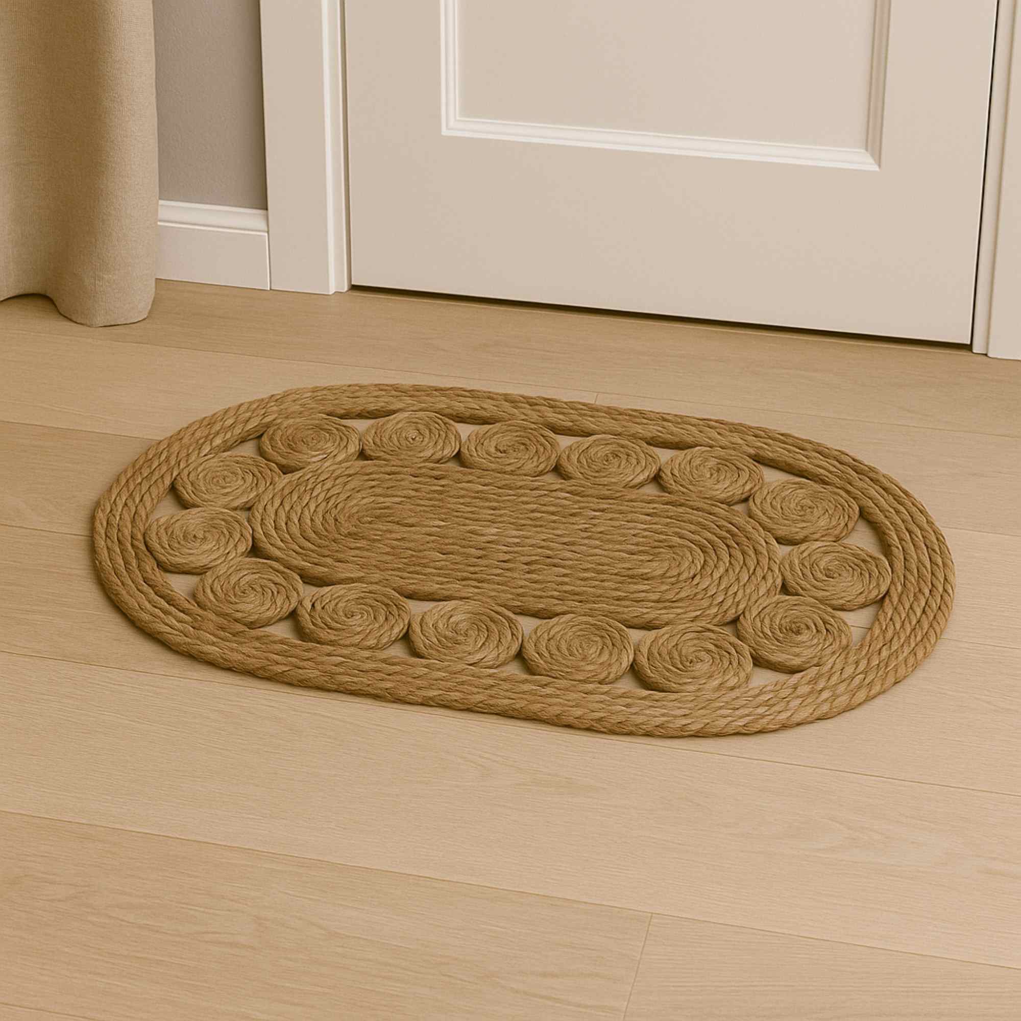 Alfombra ovalada de hoja de totora 80x50cm