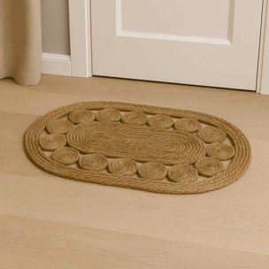 Alfombra ovalada de hoja de totora 80x50cm