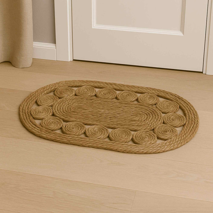 Alfombra ovalada de hoja de totora 80x50cm
