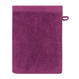 Gant de toilette pur coton 550 g/m² uni violet Elea raisin