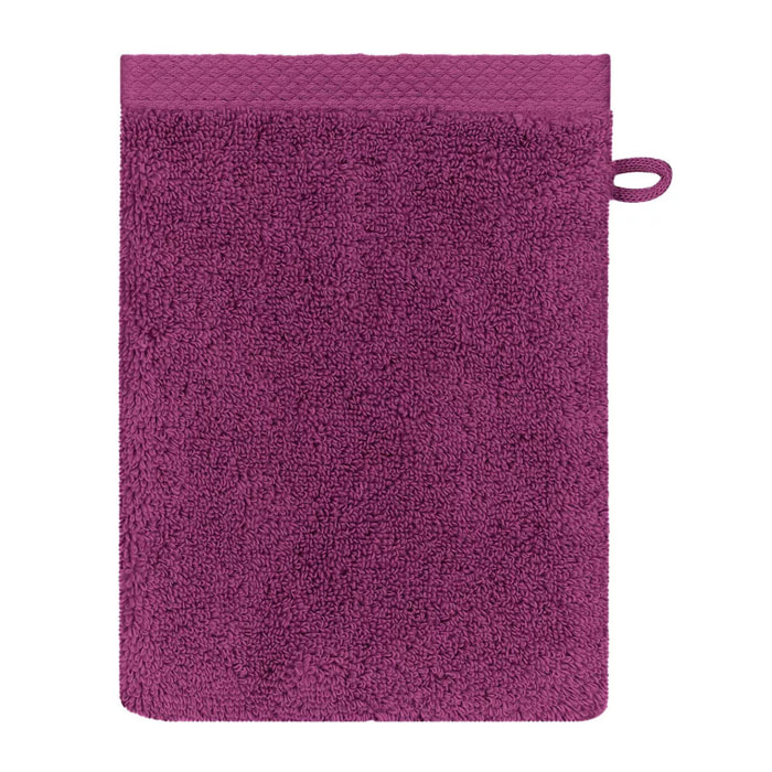 Gant de toilette pur coton 550 g/m² uni violet Elea raisin