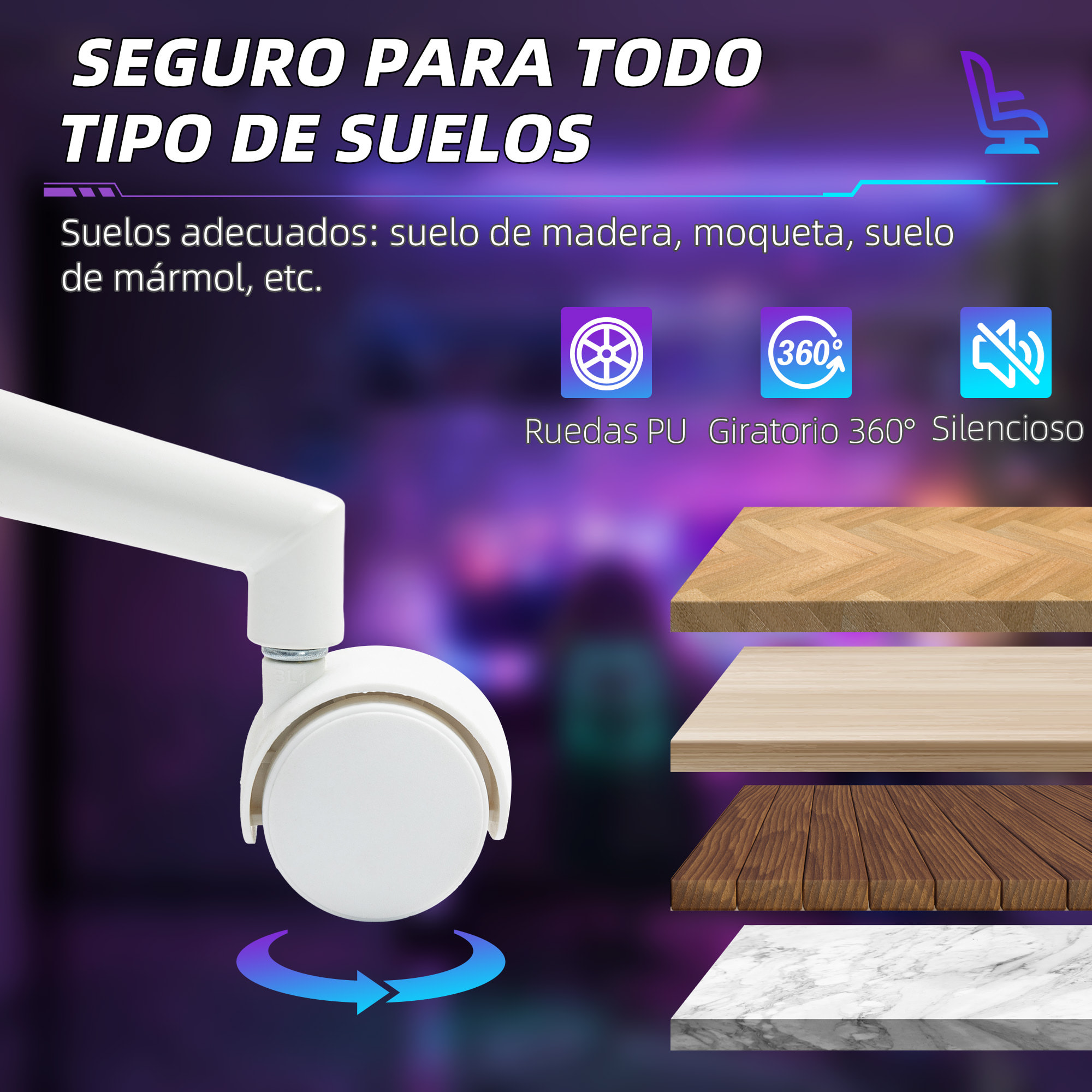 Silla Gaming Silla Gamer Reclinable con Altura Ajustable Reposapiés Retráctil Soporte Lumbar y Reposacabezas Desmontable Silla para Oficina Estudio Gris Claro y Azul