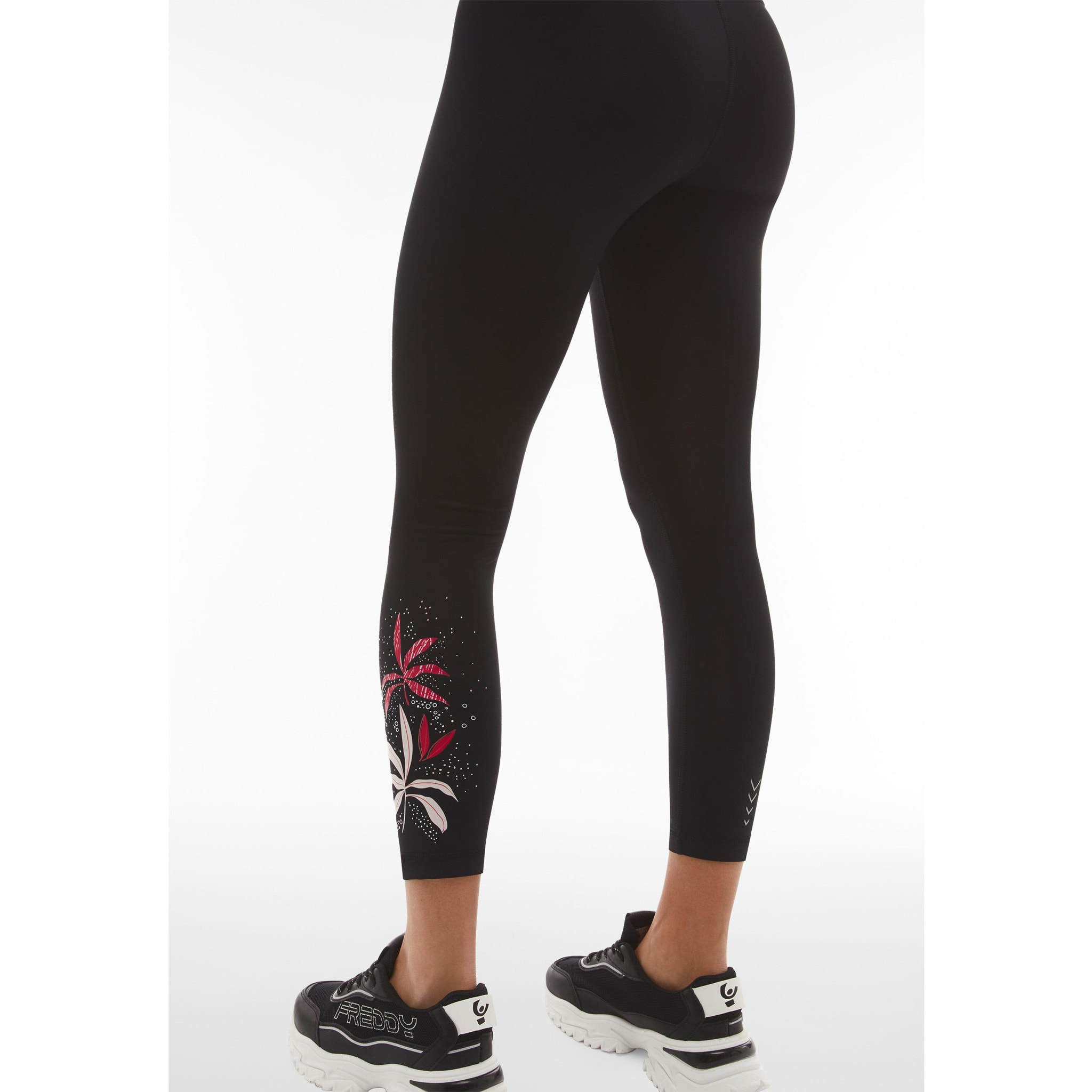 Leggings 7/8 vita alta con stampa tropicale sul fondo