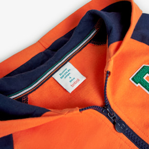 Chaqueta niÃ±o, felpa, estampado, capucha forrada, naranja