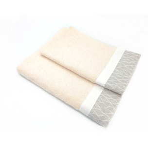 Set Spugna VENTOTENE 2 Pezzi: Viso+Ospite - Panna - 450 gr/m² - Puro Cotone