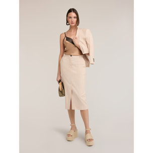 Motivi - Top in raso con bordo in tulle - Beige