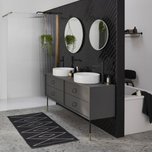 Mitigeur lavabo haut Vivienne noir mat avec bague noire mate