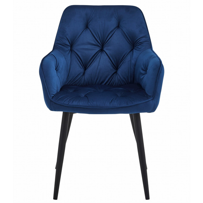 Sedia Jork in Velluto Blu Notte con Gambe Nere