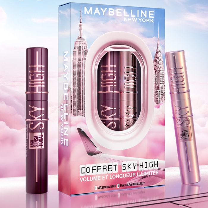 Maybelline New York Coffret 2 Mascaras Volume & Longueur - Sky High - Teinte : Very Black & Burgundy Haze - 7,2 ml