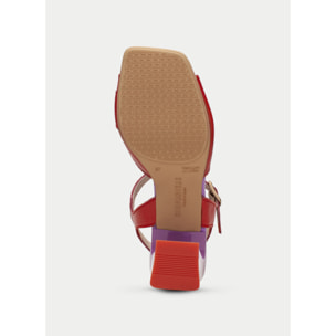 Sandalia Tacon Mallorca Violet rojo 6,5 cm