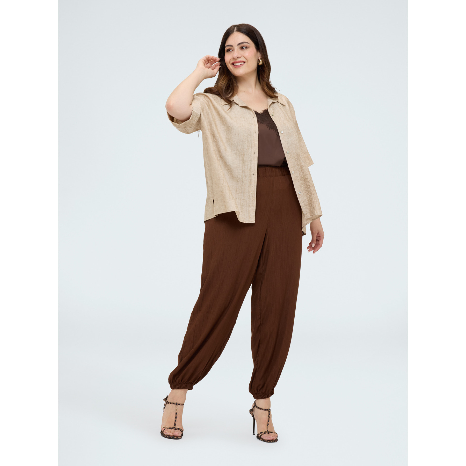 Fiorella Rubino - Jogger con elastico alla caviglia - Marrone