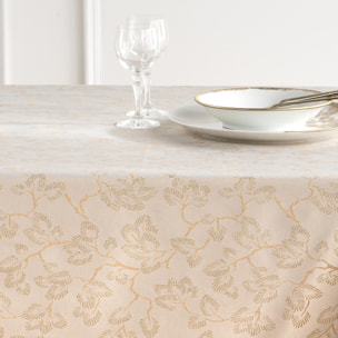 Nappe nöel tissu jacquard antitaches BRANCHES GOLD