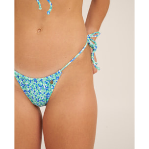 Braga de bikini brasileña con cortina y estampado de flores
