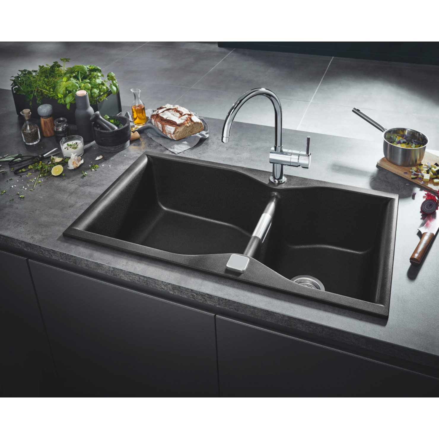 GROHE Mitigeur évier cuisine avec mousseur extractible, finition Supersteel