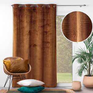 Rideau occultant en velours feuilles de monstera - Marron Clair