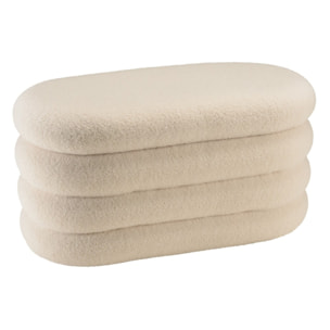 AGATHE - Banc avec rangement en tissu bouclette blanc L85cm