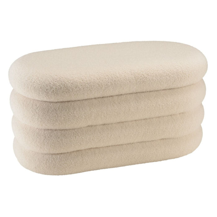 AGATHE - Banc avec rangement en tissu bouclette blanc L85cm