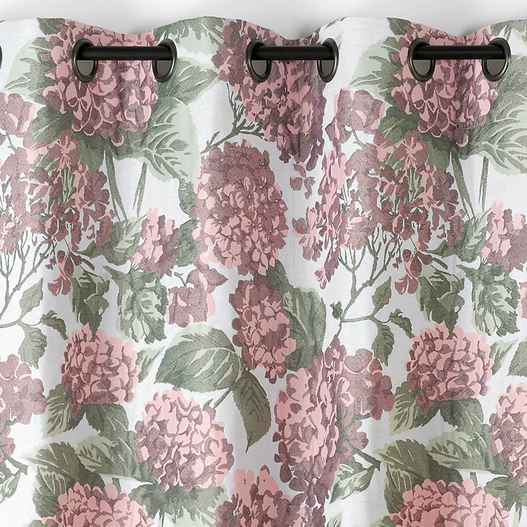 Rideau jacquard à motif hortensia - Rose