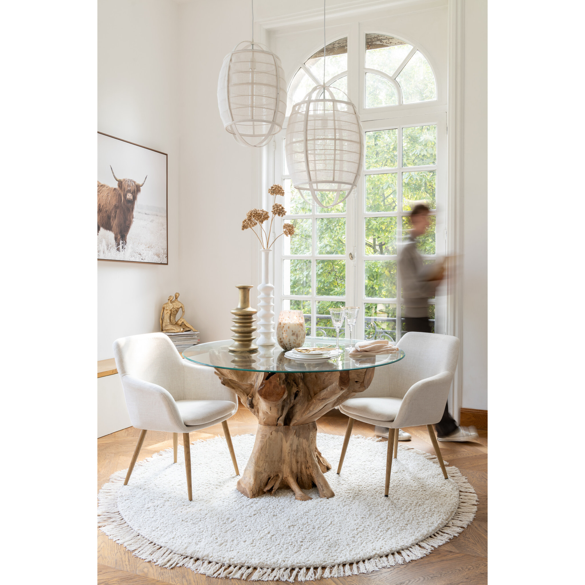 J-Line assiette Rayée - porcelaine - blanc - 6 pcs