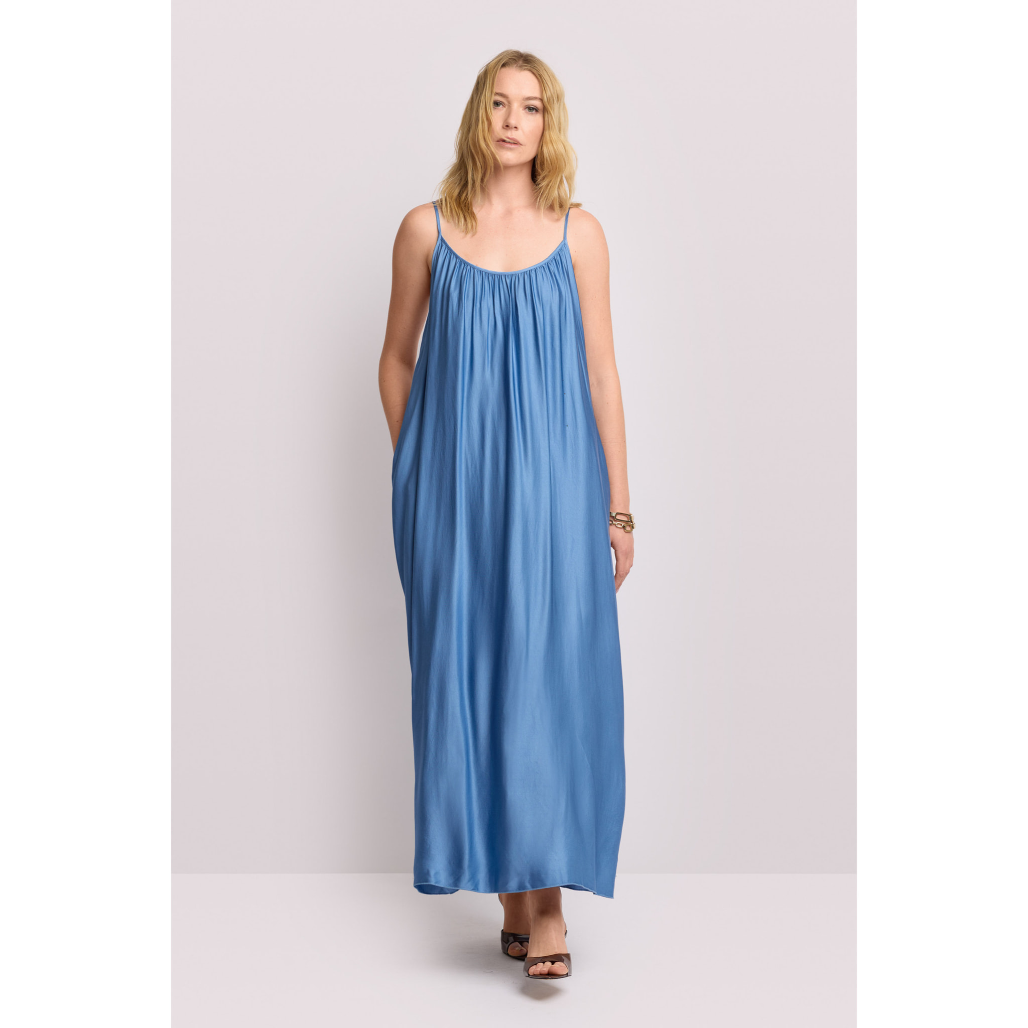 Kocca - Abito lungo con spalline sottili Donna, Tinta unita, Scollo ampio