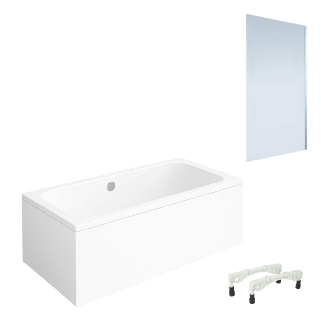 Baignoire droite VILLEROY & BOCH Architectura avec pieds acrylique 170 x 80 cm  + Pare bain droite AURYS Mist 1 chromé