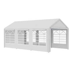 Carpa para Fiestas 6x3 m Cenador Pabellón de Jardín con 4 Paneles Laterales 2 Puertas Enrollables y 6 Ventanas Protección UV para Exterior Eventos Bodas Blanco