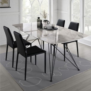 Bureau design Tomasucci SPILLO MARBLE, plateau effet marbre, structure en métal noir