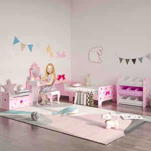 Cama Infantil de Madera 143x74x59cm para Niños 3-6 Años con Rieles de Protección