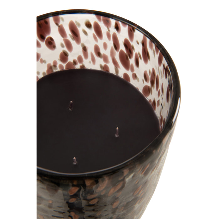 J-Line bougie parfumée Mia - Leather & Leaves - verre - noir/mix - large - 230H