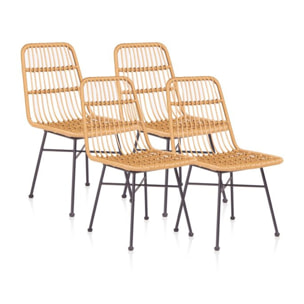 Pack 4 sillas de comedor Malai Rattan - Negro