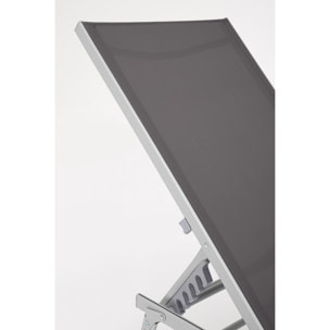 Set di 4 lettini MACARELLA in alluminio grigio e textilene antracite, pieghevoli