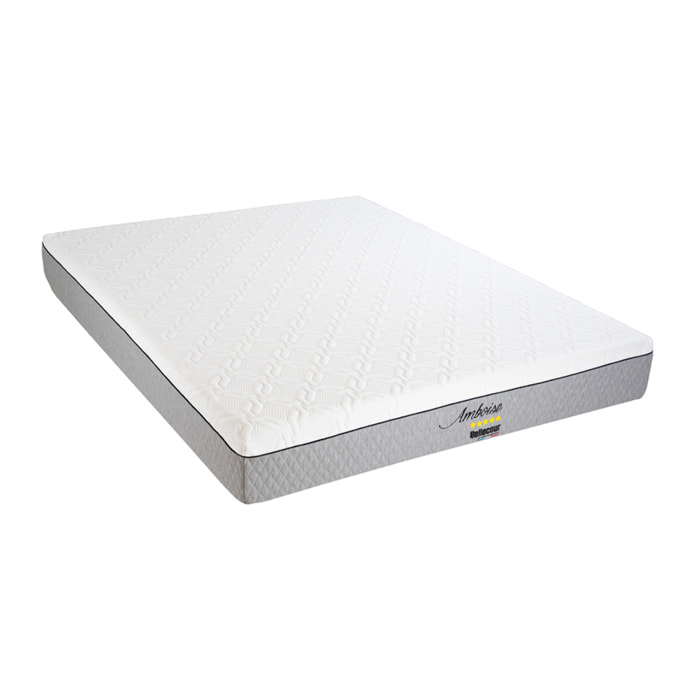 Matelas Amboise, Soutien Ferme, 24 cm, Mémoire de Forme & Mousse Haute Densité, Fabrication Française, Déhoussable