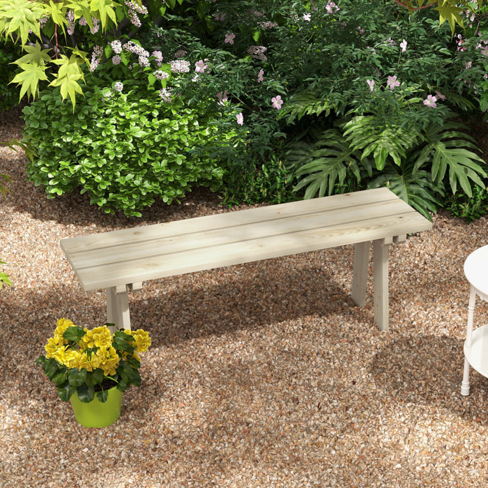 Outsunny Banco de Madera Banco de Jardín de 2 Plazas Carga 220 kg Banco de Exterior para Patio Terraza Piscina 130x38x45 cm Natural