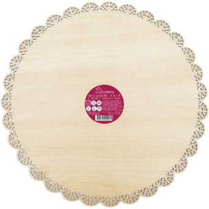 Support gâteau SCRAPCOOKING rond dentelle bois 29cm