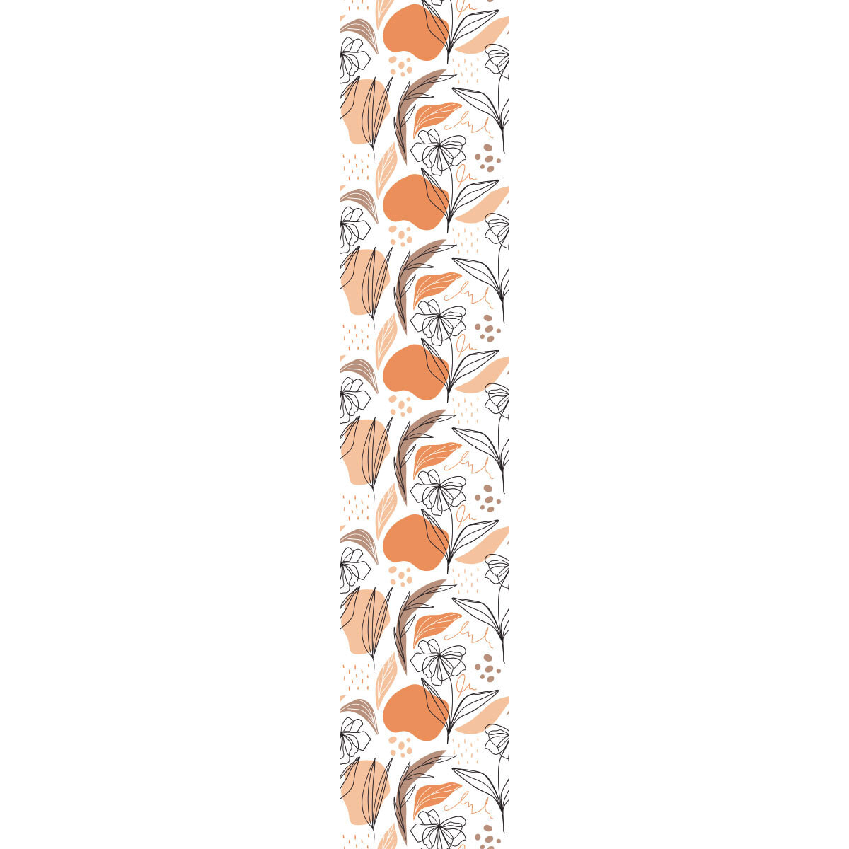 Papier peint intissé pré-encollé - ABSTRAIT FLEURS BLANC ET ORANGE - 1 rouleau